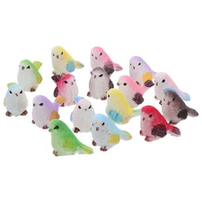 16 Pcs Miniature Resin Bird Figurines Colorful Small Birds