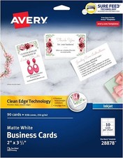 Two-Side Printable Premium Clean Edge(R) Business Cards White 90/PK - 1EA