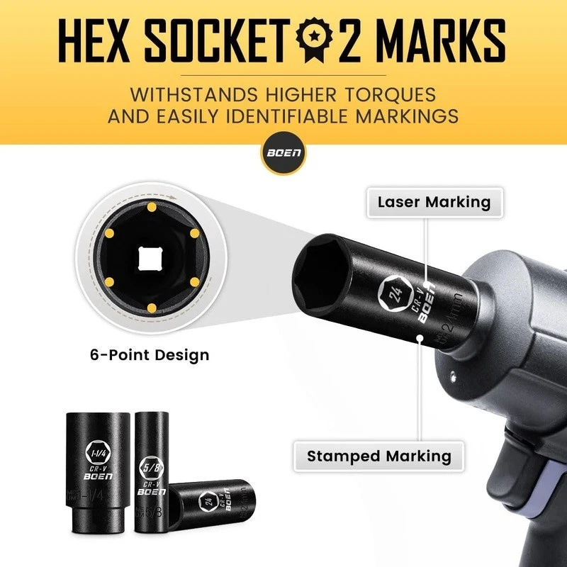 35pcs 1/2 Drive Impact Socket Set CRV Steel Deep Well Hex Tool Set Maintenance - Image 4 of 4