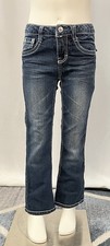 Z Cavaricci Blue Jeans Adjustable Waist Pockets Snap Button Girls Size 6