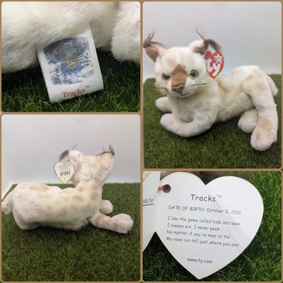Ty Beanie Baby Tracks the Lynx 2001 Retired Collection Spotted Cat Plüsch Tagged