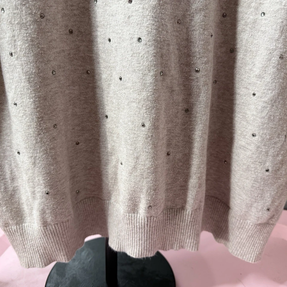 Blusa Express Mujer Talla L Tejido Taupe Estrás Manga Larga Foto 4 de 4