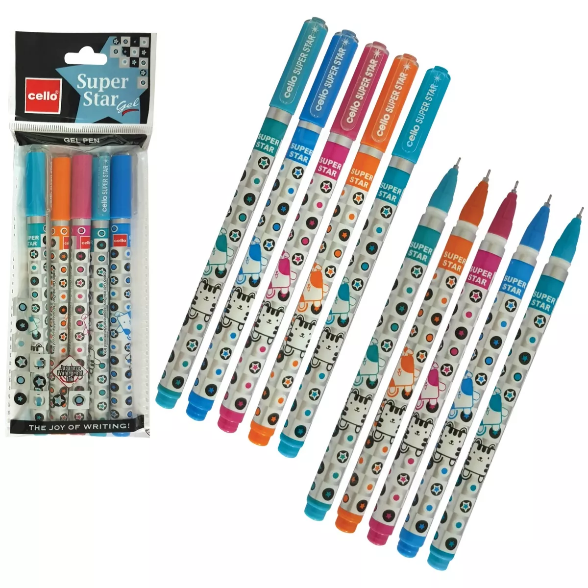 10 x BIC CELLO Super Star 0.5mm BLUE Gel Pen Super Smooth Writing
