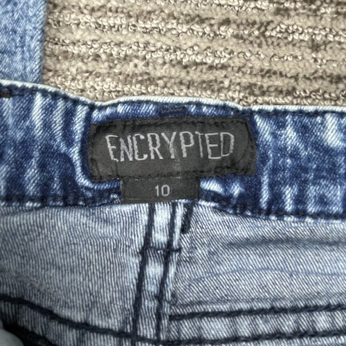 Encrypted Size 10 Boys Jeans Mid Rise Distressed Savage Splattered Blue Denim - Picture 11 of 12