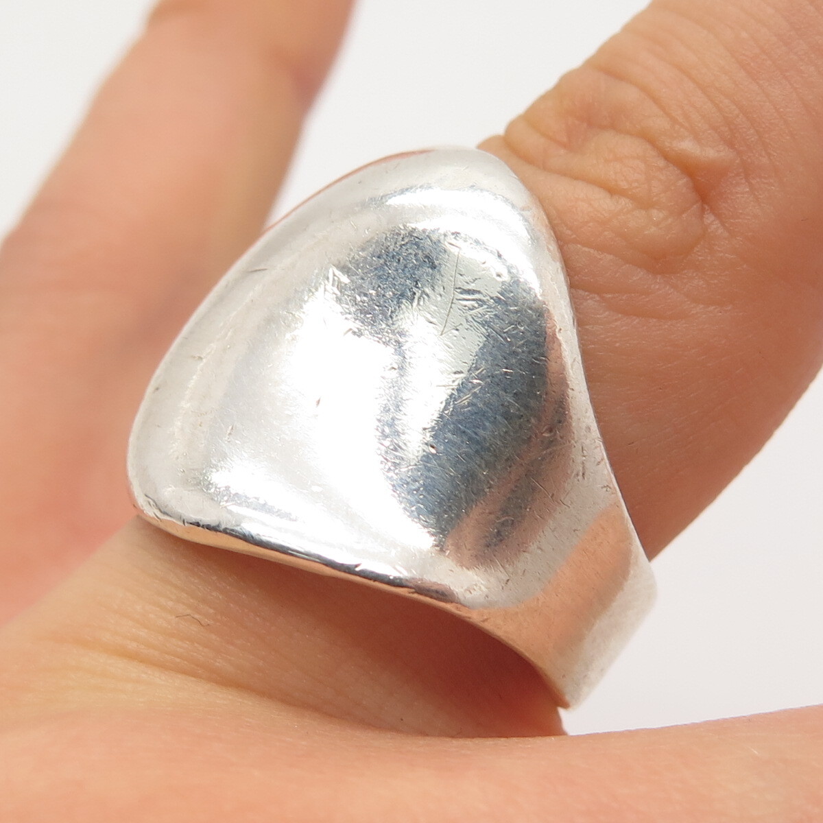 925 Sterling Silver Vintage Spain Modernist Wide Ring Size