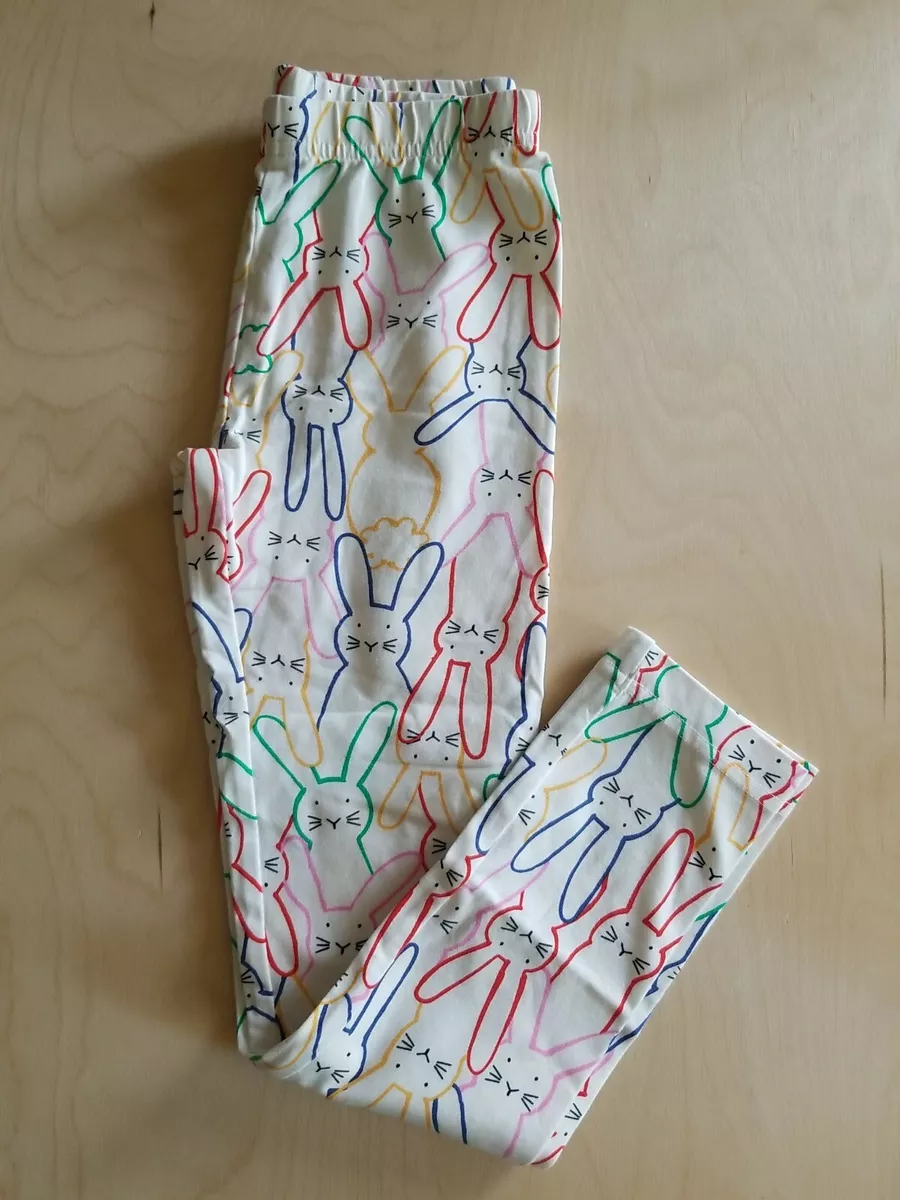 NWOT Hanna Andersson WHITE RAINBOW BUNNIES RABBIT EASTER Leggings
