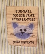 Cat Kitchen Tea Towel Best Friend Striped Embroidered  100% Cotton Cat Lovers