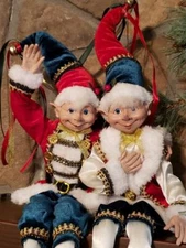 2 NWT 16" RAZ Santa ELF Elves Traditional CHRISTMAS Shelf Sitter Display Prop