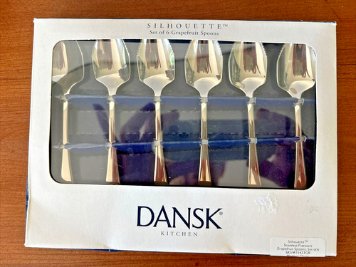 6 Dansk Silhouette Stainless Steel 18/10 China Grapefruit Orange Spoons Flatware - Picture 3 of 5