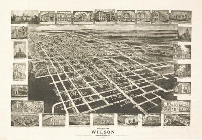 Panoramic Map of Wilson North Carolina 16x24