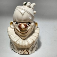 Tarro de galletas McCoy cabeza de payaso con orig. Decoración pintura fría vintage años 40