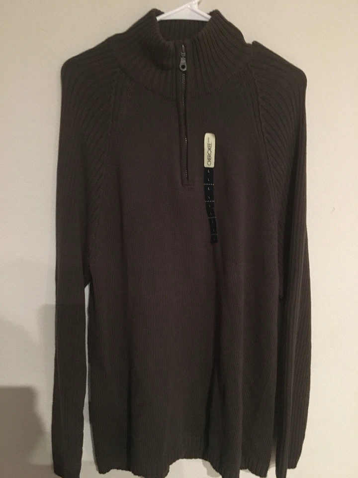 Cherokee Men’s Sweater Pullover Long Sleeve 1/4 Zipper 100% Cotton Size Large - Image 2 of 4