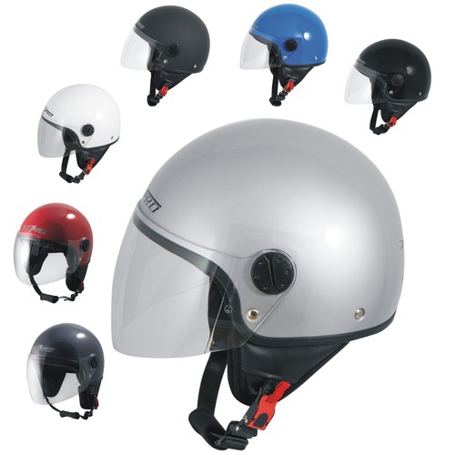 Casco Jet Demi Scooter Moto Omologato ECE 22 Visiera Antigraffio SonicMoto  | eBay
