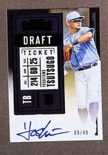 2020 Panini Contenders Draft Ticket Auto Blue #103 Yoshitomo Tsutsugo /49