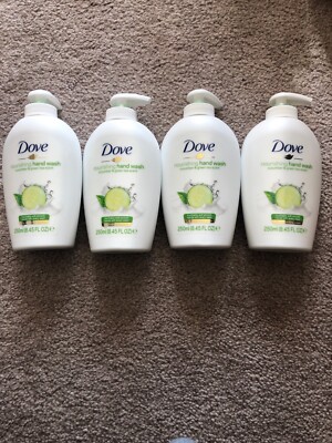 4 Pack Dove Cucumber & Green Tea Caring Hand Wash Liquid Soap 250ml NEW
