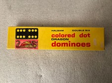 Vintage Halsam Colored Dot Double Six Dragon Dominoes 622-C