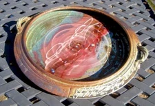 Robert Bob Hasselle Studio Pottery Shallow Bowl Handles  Stoneware  18 D 1997