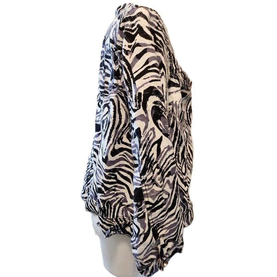 Lucy & Laurel Woman jacket Zebra stripes Women's 2X button-up 100% linen Winter - Image 3 of 4