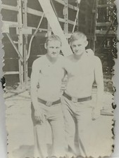 Shirtless Guys Trunks Bulge Muscle Affectionate Men Gay Interest Old Photo #41