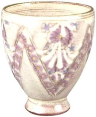 Kyo Kiyomizu yaki ware Guinomi Sake cup Handcraft Mishima Pale Purple Japan F/S