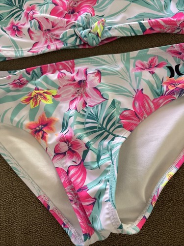 Hurley Floral Swim Suit Bikini Bottoms & Top Size Large 12-14 Youth Girls (AH) - Picture 2 of 6