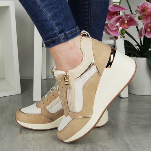 Zapatos de cuña Entrenadores Mujer Tenis Damas Con cordones Cómodos Clásicos Bombas Tallas - Imagen 20 de 83
