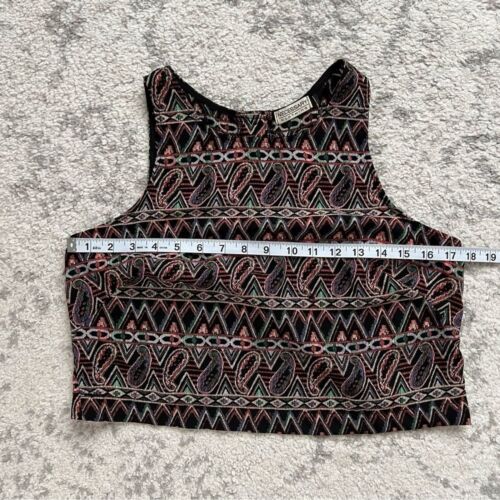 Vintage Necessary Clothing Crop Top Boho Button Back 70s Southwest Approx Small - Picture 3 of 7