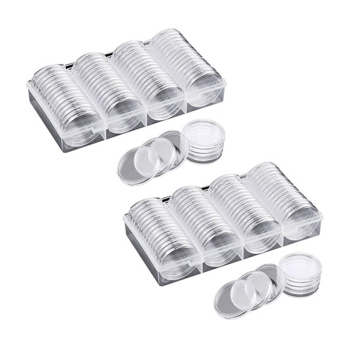 Jiusion 100 Capsules Rondes Pour Pièces | 19-30mm | Boîte Rangement | Protection Collection