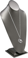 Silver Leatherette Bust Stand Jewelry Necklace Display 8X5X15.5 Inches - Freesta