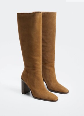 mango knee high suede boots