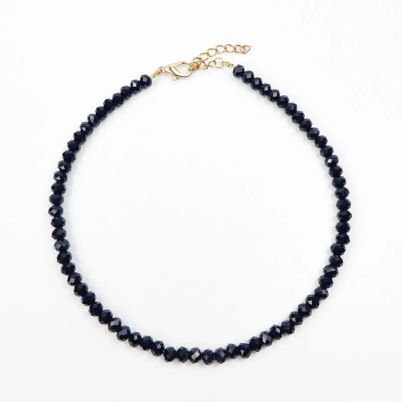 Boho Minimal Chic Sparkling Small Faceted Black Crystals Beads