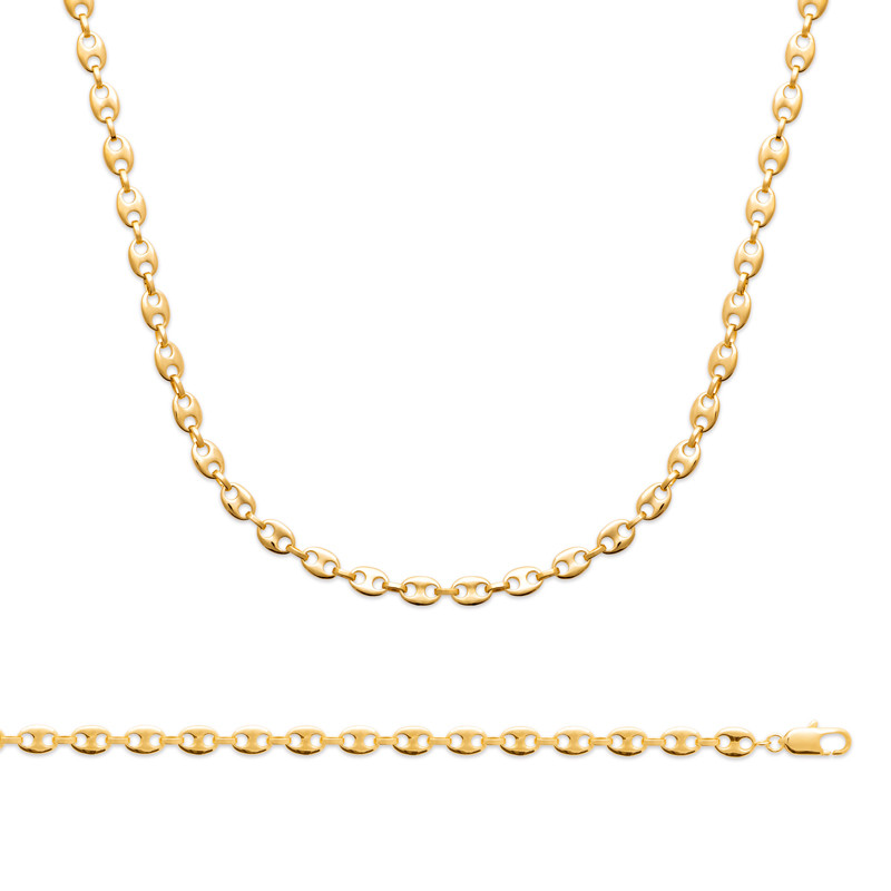 Cadena Grano De Café 6MM Baño De Oro 18 CARATS Longitudes A Elegir