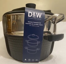 D&W Deane & White Steamer Casserole Set Black-4.5qt/9.5” BRAND NEW