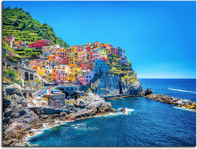 Cinque Terre Canvas Art - Mediterranean Coast Landscape Wall Decor Print