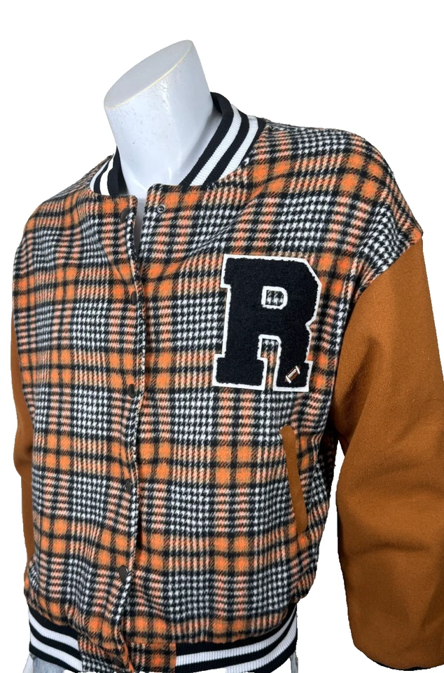 Chaqueta de fútbol suéter con letras de otoño para mujer, talla grande, abrigo único en su tipo Foto 4 de 4