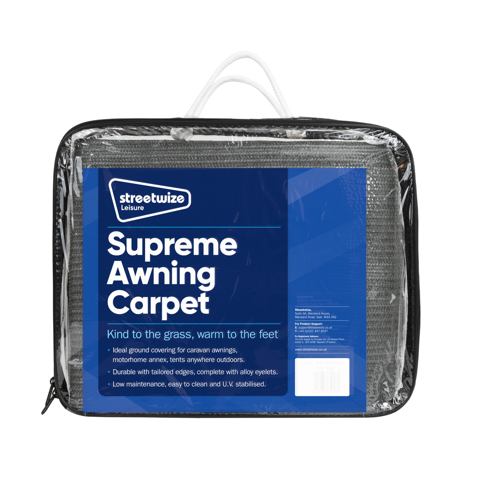 Streetwize Awning Carpet 2.5 x 6m Charcoal Grey Groundsheet Breathable Eco Mat