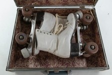 Vintage Chicago Quad Roller Skates White Leather W/ Case Adult Size 5