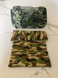 Ganz Webkinz Camouflage Stuffed Animal Pet Carrier Bag Zipper Blanket Pillow