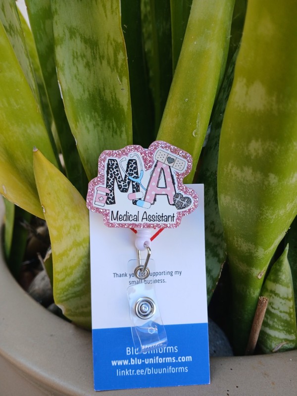 Medical Assistant MA Badge Reel Holder/ ID / Alligator Clip