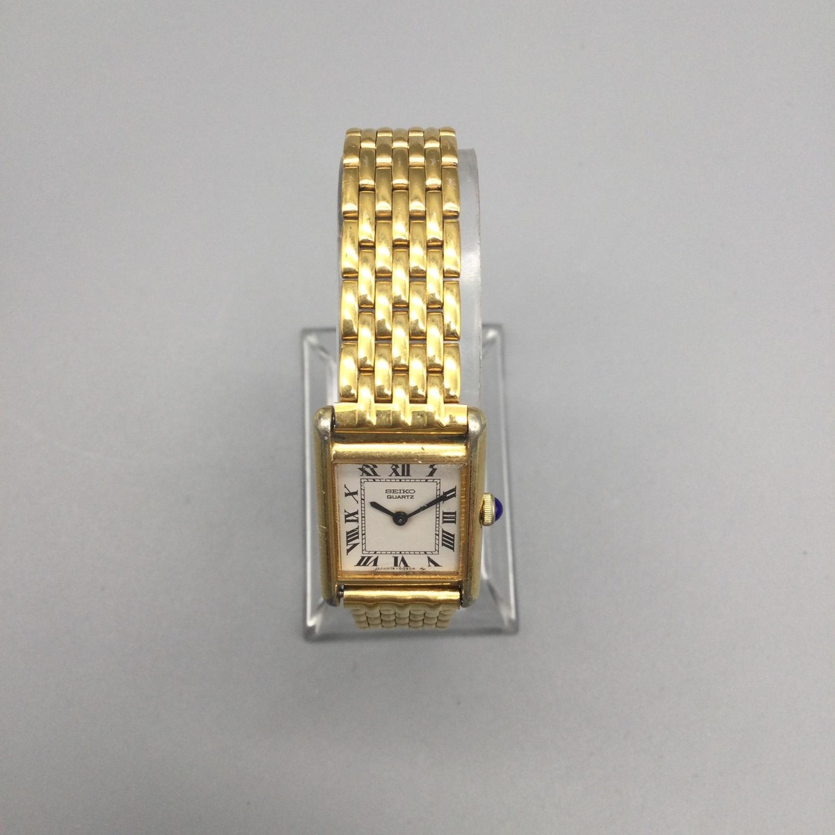 Vintage Seiko Tank Womens Watch 17mm Gold Tone 1400-5039 New