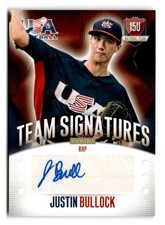 2014 Justin Bullock Panini USA Baseball Rookie Auto 026/299 - Milwaukee Brewers