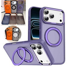 For iPhone 17 16 15 14 Pro Max Plus 17e 16e Mag Safe Case 360 Ring Stand Cover