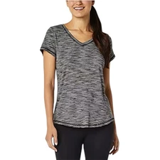 Xersion 1X Black Space Dye V-Neck Fitness Top! NEW!