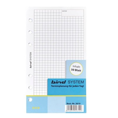5x 50 Einlagen Blätter kariert gelocht für Organizer Kalender Filofax Planer