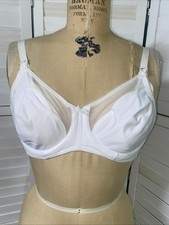 Vintage 60s White Bullet Bra 34D Back Closure Retro Underwire