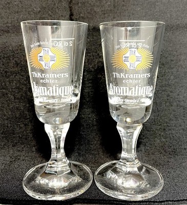 RARE!2 Th. Kramers Aromatique Bitter Stem,footed,Cordial/shot Glasses Germany