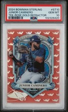 2024 Bowman Sterling Junior Caminero Tek Rose Gold Refractor RC /15 SSP PSA 10
