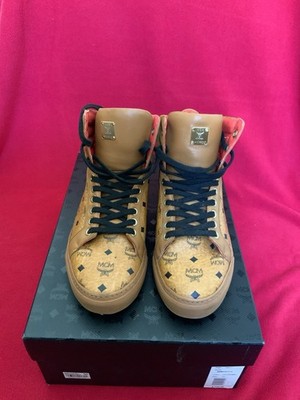 MCM Worldwide Women s Cognac High Top Brown Black Lace Up Sneakers Size 37