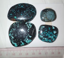 Turquoise Stone Flat Free Form Cabochon 200 Carat 4 pieces 40 gram Lot B