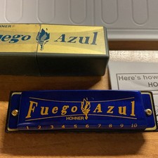 Harmonica Vintage Hohner Fuego Azul C Key 1510BX In Original Box w/Instructions